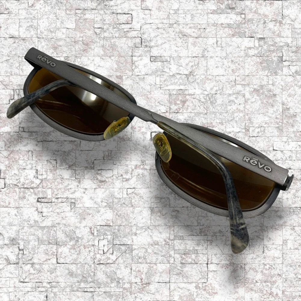 Vtg 90s Revo 1416/044 “City” Sunglasses Italy Gunmetal Brown Light Mirror Lenses